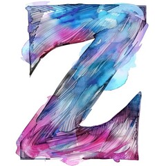 Wall Mural - Z letter watercolor painting on a white background