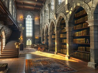 library inside a medieval castle