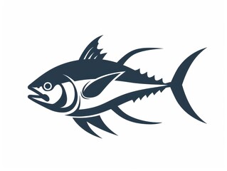 tuna fish line logo design on white background