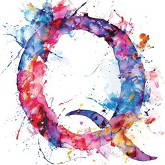 Wall Mural - Q letter watercolor painting on a white background