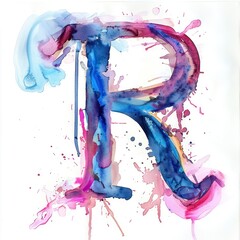 Wall Mural - R letter watercolor painting on a white background