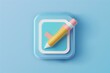An icon for the app with a checkmark symbol on note pad, pencil and a pastel blue background, to do list