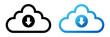 Data download cloud shape vector icon. Information exchange logo