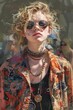 Hippie woman at a music festival Generative AI