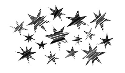 Poster - Abstract Hand Drawn Stars in Doodle Sketch Style. Vector Rough Grunge Illustration. 
