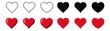 Like and love icon button. Red heart icon shape in thin, line, outline and flat style. Add to favorite symbol , Social media notification icons. post reactions set. Vector illustration