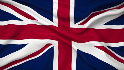 Wall Mural - British Flag 3D Waving Animation. The National Flag of the United Kingdom, 4K Resolution with Seamless Loop.