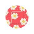 Round shaped sticky plaster antibacterial medical patch with cute floral design vector illustration