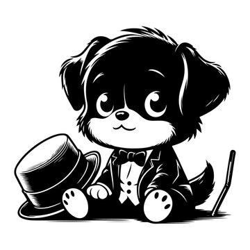 a cute Charlie, vector black color silhouette
