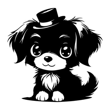 a cute Charlie, vector black color silhouette