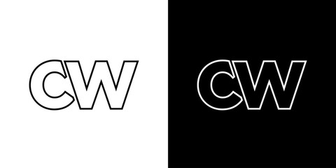 Poster - Letter C and W, CW logo design template. Minimal monogram initial based logotype.