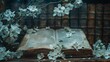 Enchanted Antiquarian Book Nook with Cherry Blossoms