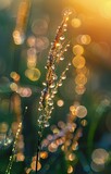 Fototapeta Kuchnia - Serene Sunset: Water Drops on Blurred Grass