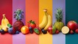 Vibrant Collection of Fruits on Colorful Segmented Background
