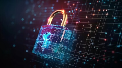 a padlock representing technology information security, illustrative image programming codes, securi