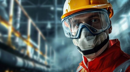 Wall Mural - confident male factory worker in protective gear proudly representing industrial craftsmanship and dedication digital painting