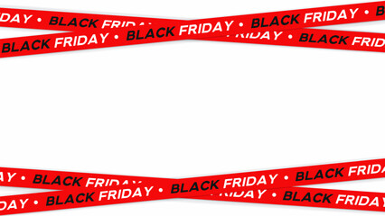 Wall Mural - Black friday ribbon. Vector background with red tape of sale, black friday, discount, advertising. Banner or poster template