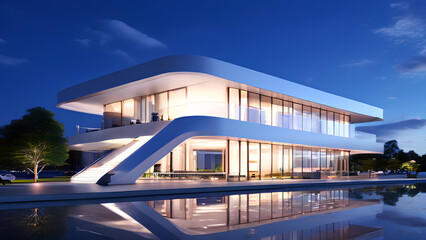 Wall Mural - Modern Architectural Marvel - White Building with Contemporary Design with an elegant, modern structure