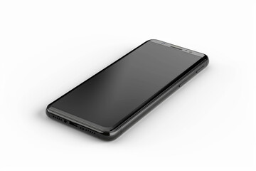 Poster - A sleek black smartphone isolated against a white background, separated from the environment, with no background. Concept of communication and connectivity. Generative Ai.