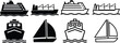 ship and boat icon in flat, line style set. water transport symbol. vessels for travel and transportation. isolated on transparent background vector image for apps or website clipart design template