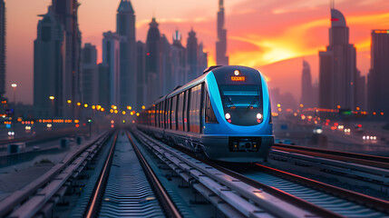 Sticker - Dubai Metro, Evening view of the city, UAE