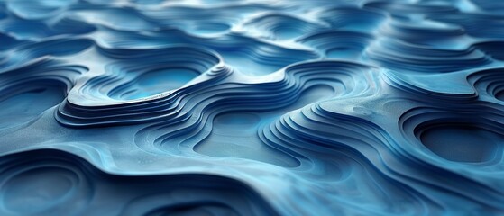 Curved blue background design with abstract 3D render