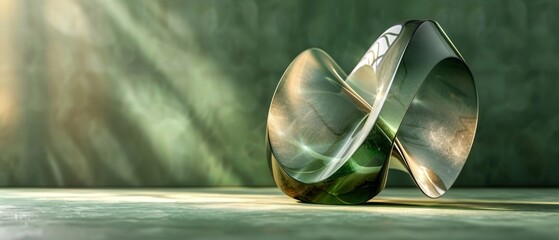 Design of a minimalist background with abstract glass shapes in 3D