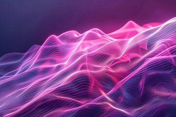 Wall Mural - abstract magenta and pink light wave mesh creating dynamic flowing background futuristic digital art