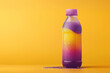 refreshing beverage in purple and yellow bottle with condensation, summer freshness drinks 
