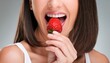 Generated image woman biting a strawberry