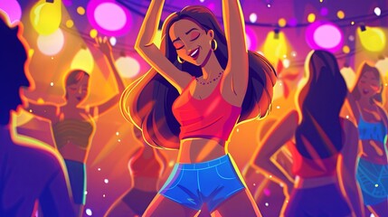 Wall Mural - Retro disco party girl concept drawing painting art wallpaper background