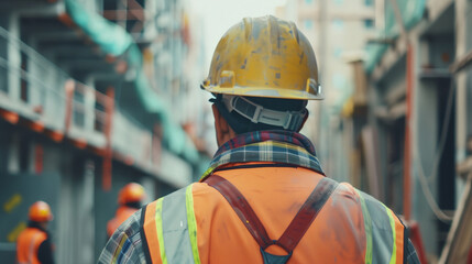 Wall Mural - a man wearing a hard hat and safety vest