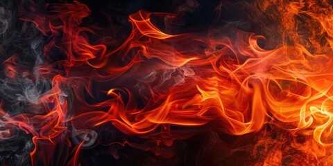 Poster - Red-orange fire on a black background.