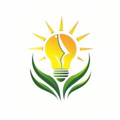 An eco-friendly icon of a lightbulb integrated with a green leaf, symbolizing the concept of sustainable energy and environmental awareness.