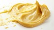 creamy dijon mustard swirls and smears on crisp white background appetizing food photography