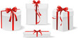 3D Gift box set with red bows and ribbons