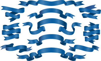 Wall Mural - blue ribbons set