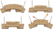 Cartoon wooden sign boards with ropes