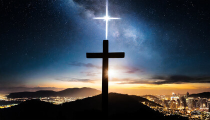The cross on top of the hill, Easter Week, Jesus Christ. 