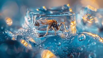 A bug is standing on a block of ice