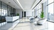 sleek modern office interior with minimalist furniture and abundant natural light 3d rendering