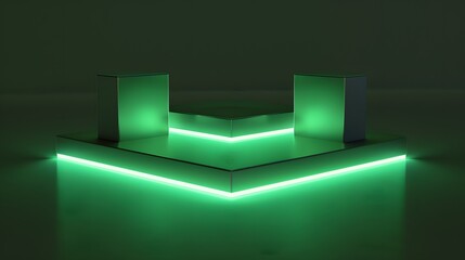 Wall Mural - Three glowing green product platforms

