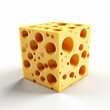 A 3D rendering of a block of yellow cheese photorealastic photo of 3d render isolated 