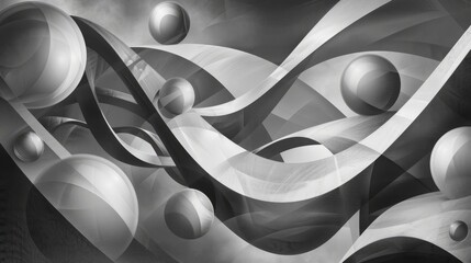 black and white abstract painting featuring a group of people in various poses and interactions with