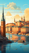 Stockholm background for social media, illustration