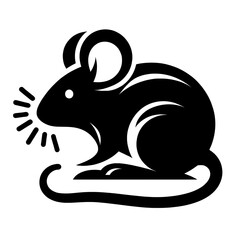 Poster - Black silhouette of a simple little mouse isolated on a transparent background - Mouse icon - Vector illustration