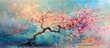 Illustration of beautiful flowering apricot tree in spring time. generative AI image