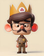 Tiny king with crown and glasses