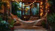 © Aliaksandra - outdoor decor inspiration, decorate with string lights, a hammock, and potted plants to transform the space into a cozy and enchanting summer retreat for relaxation