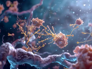 Poster - 3D Rendered Molecular Animation Illustrating Insulin s Role in Synaptic Transmission and Neuronal